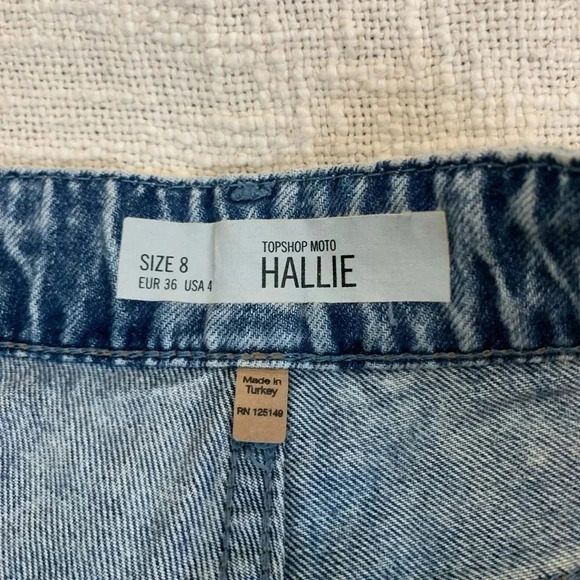 Topshop High Rise Distressed Denim Hallie Moto Shorts - Picture 5 of 8
